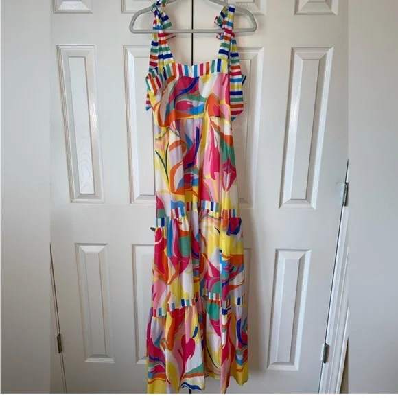 New NWOT Flying Tomato Tea Party Woven Printed Maxi Dress ✨ Line ✨ Zip Closure - Picture 3 of 3